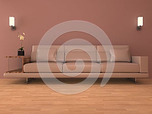 Design of beige sofa