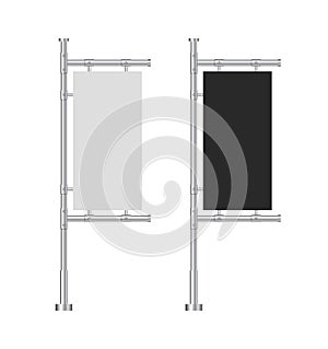 Design blank banners for website.White and black Outdoor Panels Flag in mockup style. Stand advertising posters. vector eps10