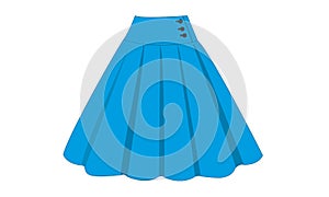 Design of blue skirt illustration with ornament buttons