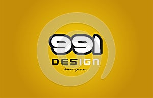 991 number numeral digit white on yellow background