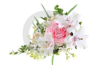 Design Bouquet of pink and white blooming flowers