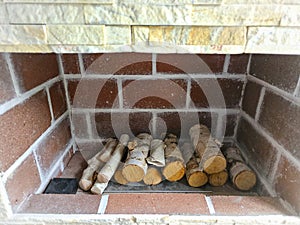 Design of a brick fireplace