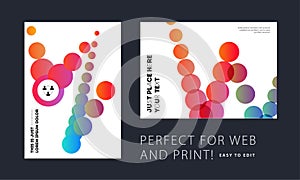 Design of brochure soft template cover. Colourful modern abstract set, annual report with shapes for branding.