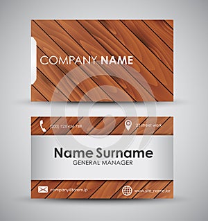 Design of the business card with wooden texture