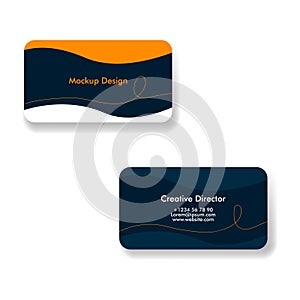 Design business cards template. Dark business card with orange accents