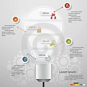 Design Business Chart 5 Steps Diagram in Light Bulb Shape.