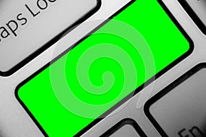 Design business concept Empty copy space modern abstract background Keyboard green key Intention create computer