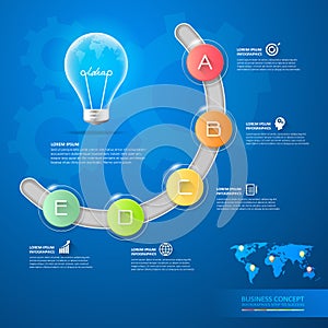 Design business idea lightbulb conceptual infographics.