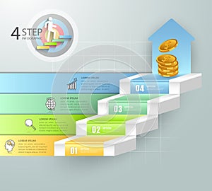 Design business staircase conceptual infographics.