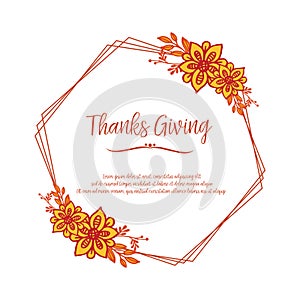 Design card thanksgiving, with element of cute autumn leaves frame. Vector