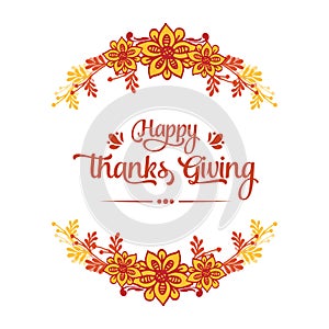 Design card thanksgiving, with element of cute autumn leaves frame. Vector