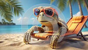 design cartoon turtle comedian beach wearing sunglasses creative comedian