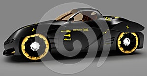 Design of the city car concept in a futuristic style. 3D illustration.