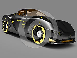 Design of the city car concept in a futuristic style. 3D illustration.