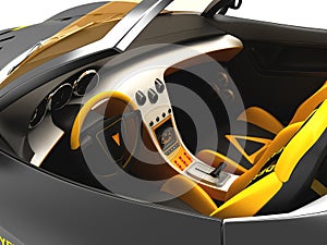 Design of the city car concept in a futuristic style. 3D illustration.