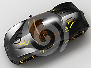 Design of the city car concept in a futuristic style. 3D illustration.