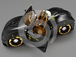 Design of the city car concept in a futuristic style. 3D illustration.