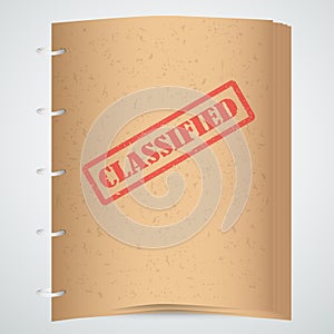 Design Classified red stamp text on brown paper