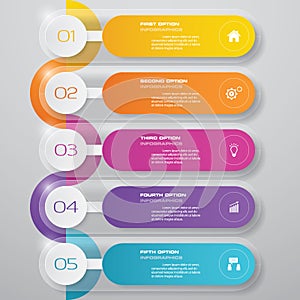 Design clean number banners template. Vector. 5 steps.