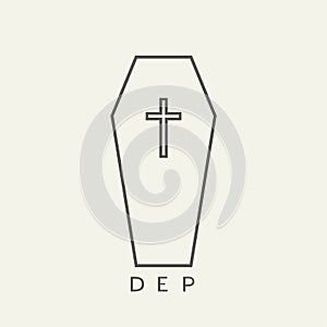 Design of coffin flat icon, DEP is RIP in spanish photo