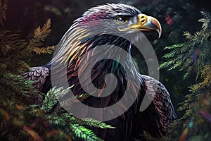 Design of colorful Bald Eagle bird the Jungle