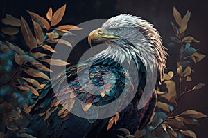 Design of colorful Bald Eagle bird the Jungle