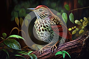 Design of colorful Ovenbird bird in the Jungle