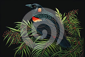 Design of colorful Red-winged Blackbird bird in the Jungle