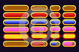 Design for complete set of level button game popup icon window and elements
