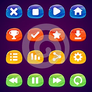 Design for complete set of level button game popup icon window and elements