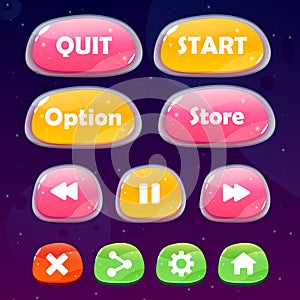 Design for complete set of level button game popup icon window and elements
