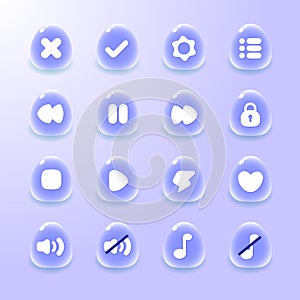 Design for complete set of level button game popup icon window and elements