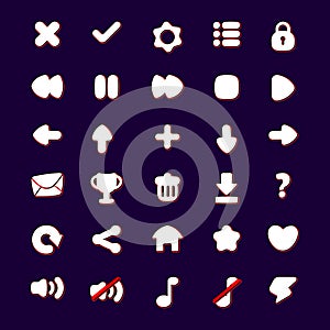 Design for complete set of level button game popup icon window and elements