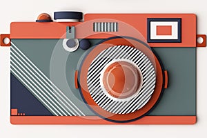 Design with composition the camera of geometric memphis style shapes