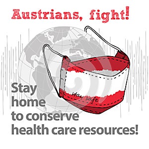 Design concept of Medical information poster against virus epidemic Austrians, fight Stay home to conserve health care resources photo