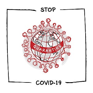 Design concept of Medical, social, economic and financial information agitational poster against coronavirus epidemic with text