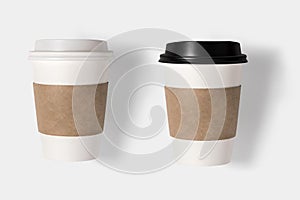 Design concept of mockup coffee cup set on white backg