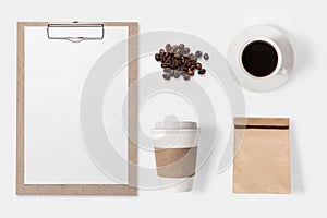 Design concept of mockup coffee set isolated on white background