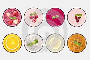 Design concept of mockup fruit smoothie and fruit juice set