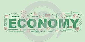 Design Concept Of Word ECONOMY Website Banner