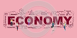 Design Concept Of Word ECONOMY Website Banner