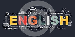 Design Concept Of Word ENGLISH Website Banner.