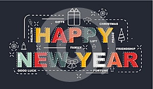 Design Concept Of Word HAPPY NEW YEAR Website Banner