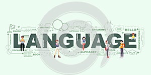 Design Concept Of Word LANGUAGE Website Banner