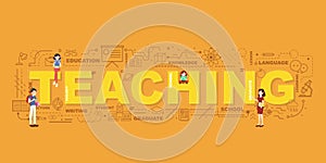 Design Concept Of Word TEACHING Website Banner