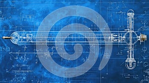 design constructing a thermometer in blueprint style