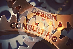 Design Consulting on the Golden Cog Gears. 3D Illustration.