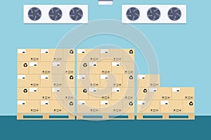 Warehouse freezer, cold storage of packaging.