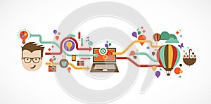 Design, creative, idea and innovation infographic