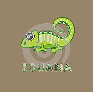 Design Cute iguana cartoon. small icon for stock.